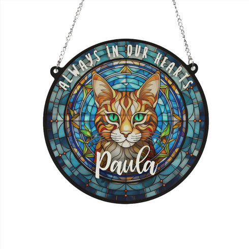 Cat Bengal Memorial Stained Glass Effect Suncatcher